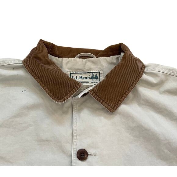 L.L. Bean Vintage Beige Barn Jacket/Chore Coat Wildlife Print Lining Corduroy XL - Picture 2 of 16